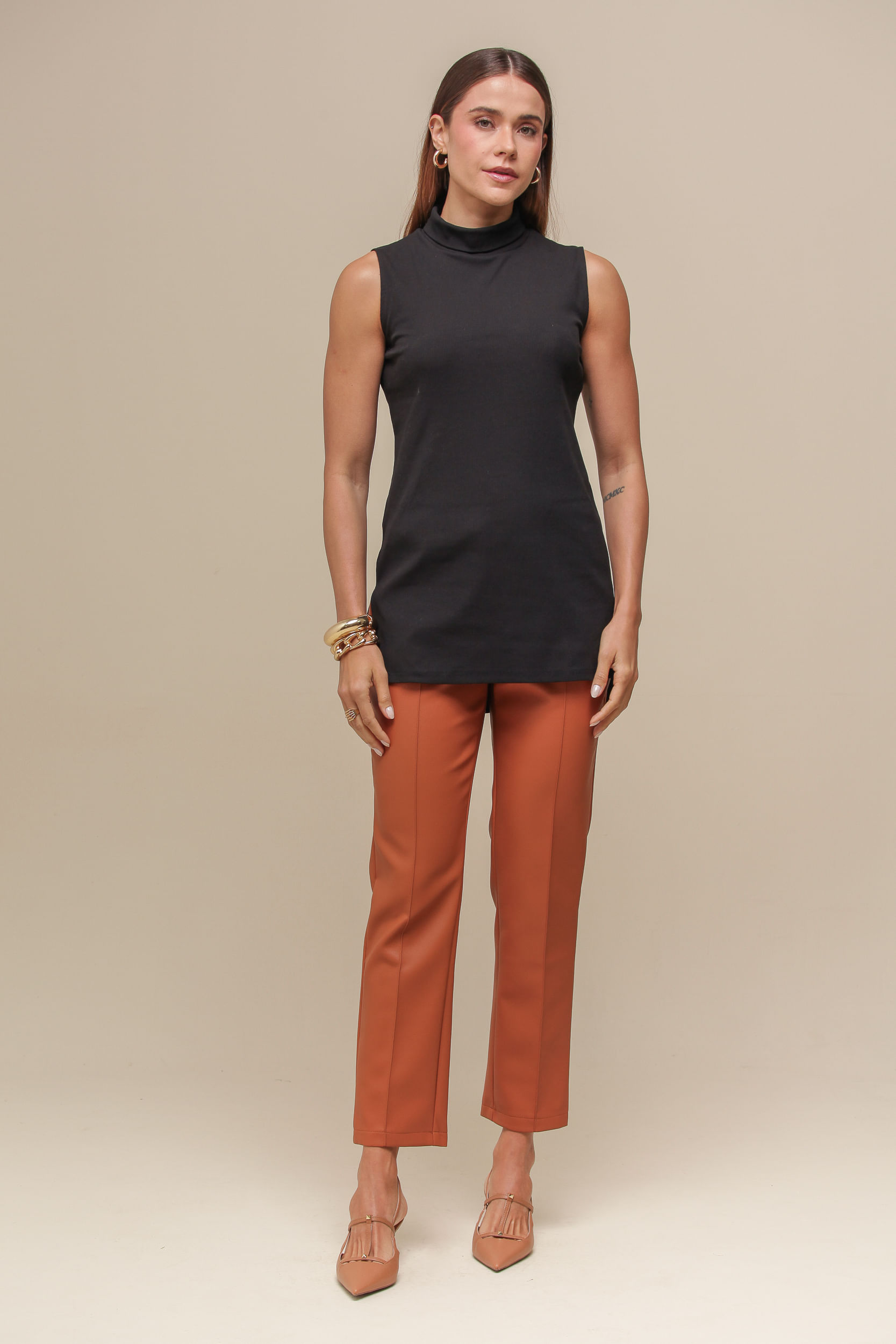 9036350 - Regata Rib Long Gola Alta  PRETO