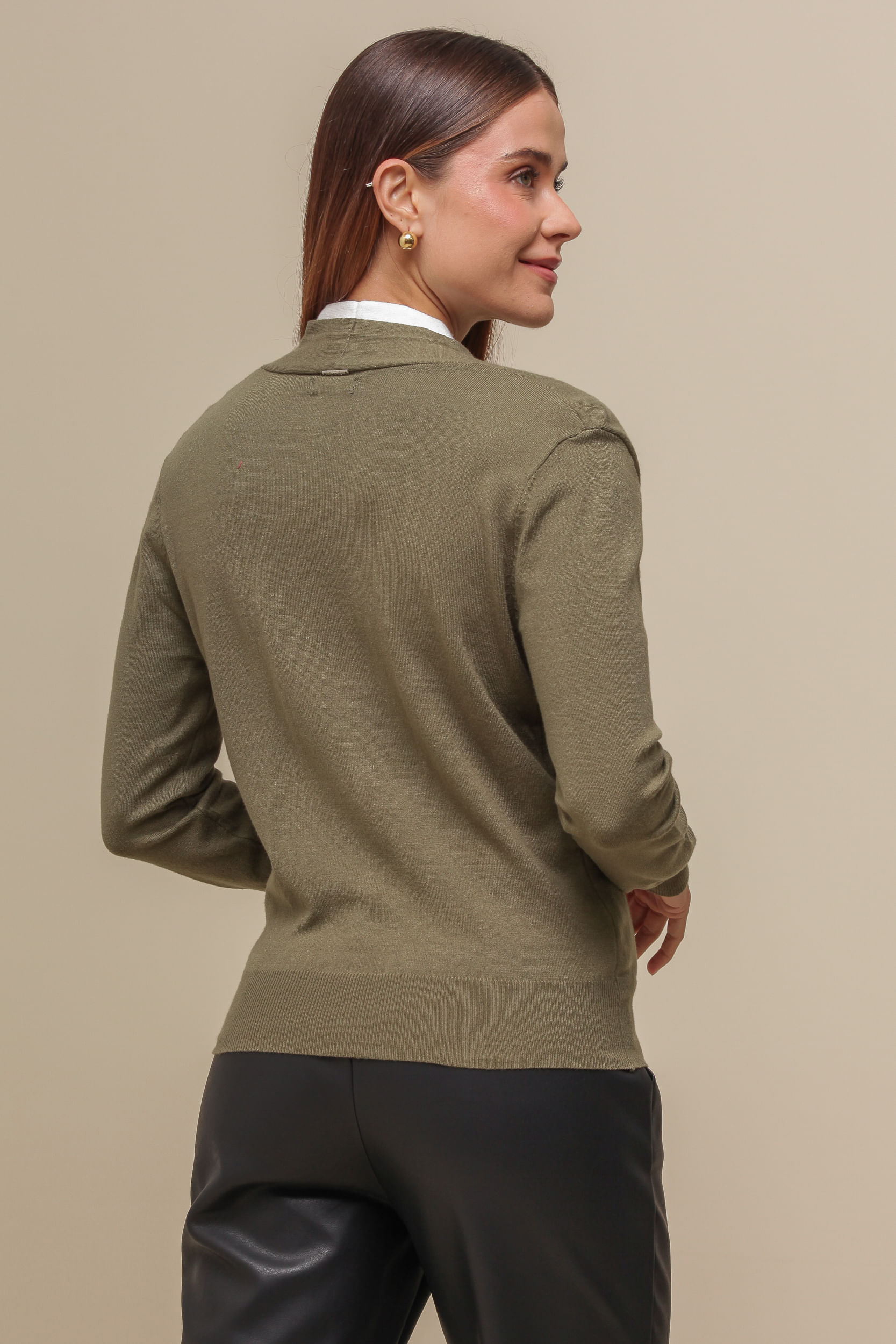 9035059 - Cardigan Tricô Duplo VERDE 9035059 - Cardigan Tricô Duplo VERDE