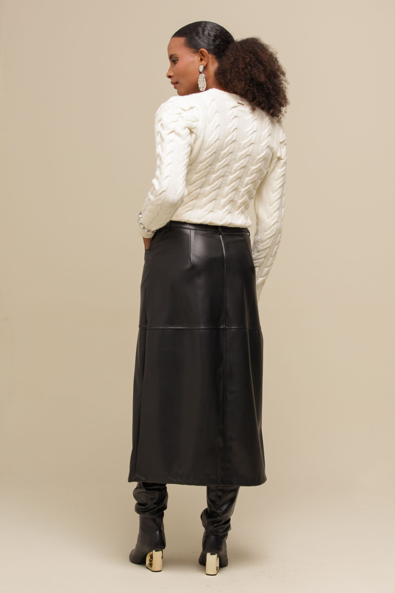 9036805 - Saia Midi PU  PRETO
