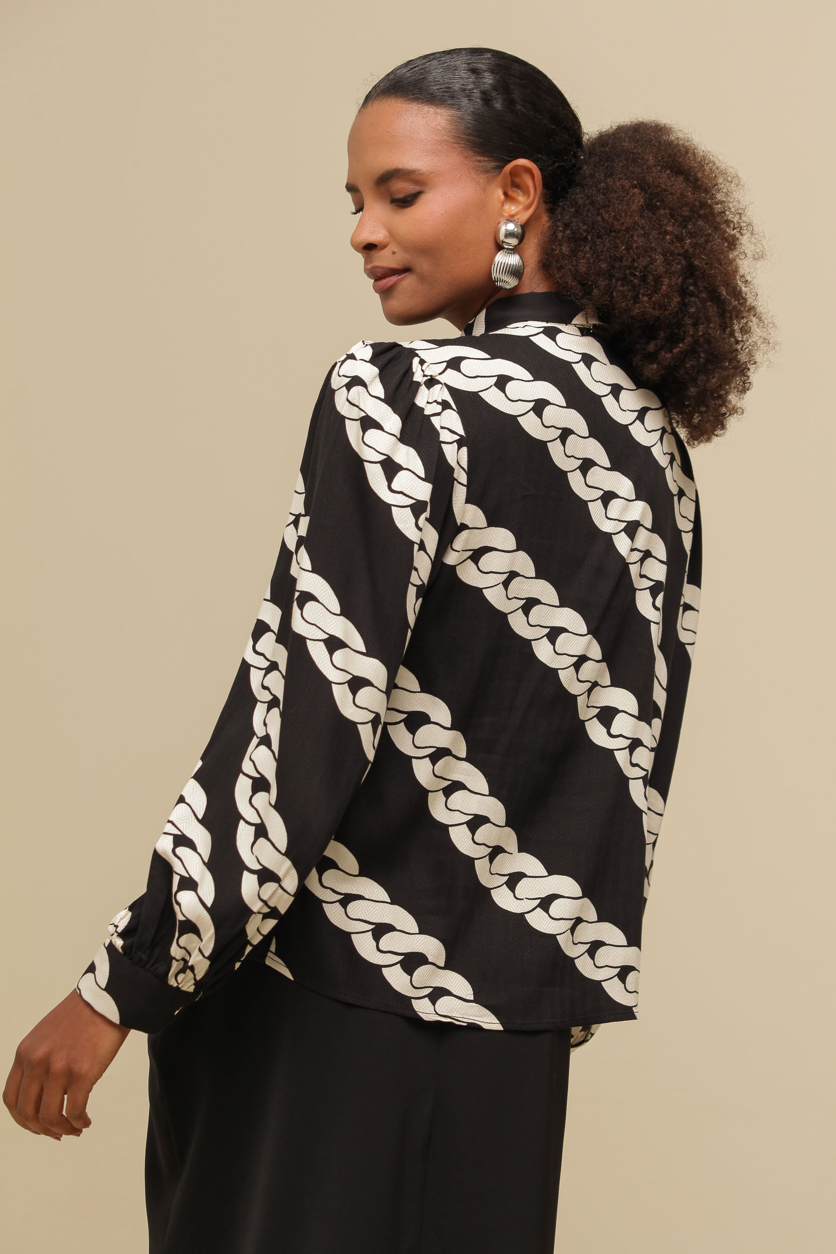 9036816 - Blusa Georgette Estampada PRETO 9036816 - Blusa Georgette Estampada PRETO