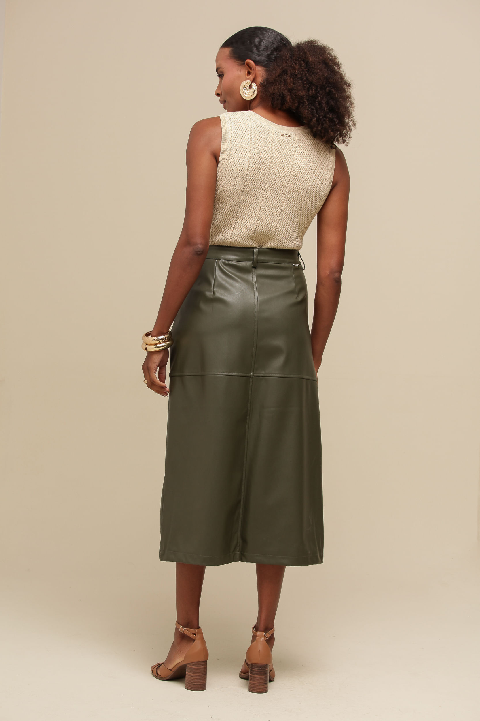 9036805 - Saia Midi PU  VERDE MILITAR