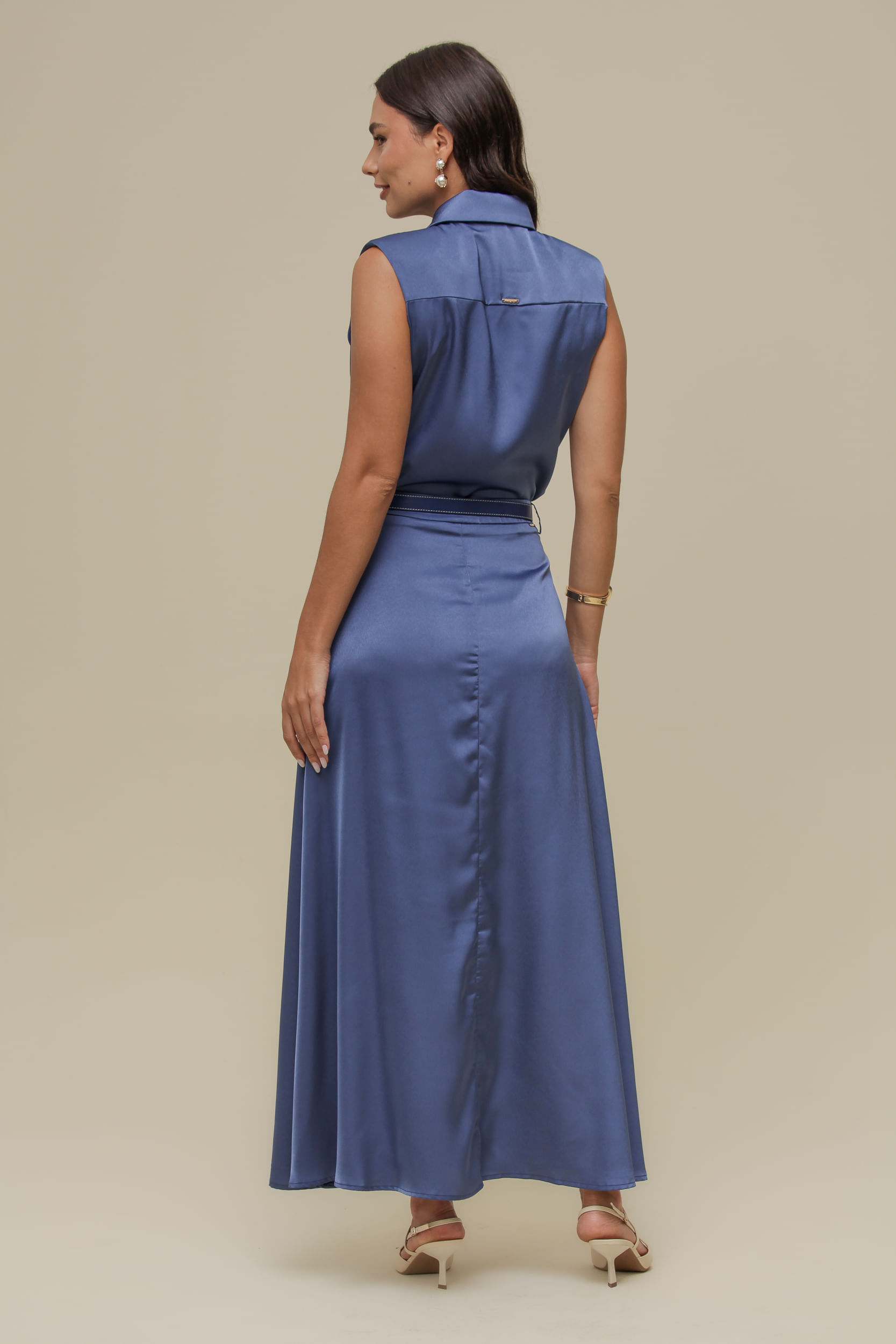 9036790 - Saia Midi Cetim Cinto AZUL
