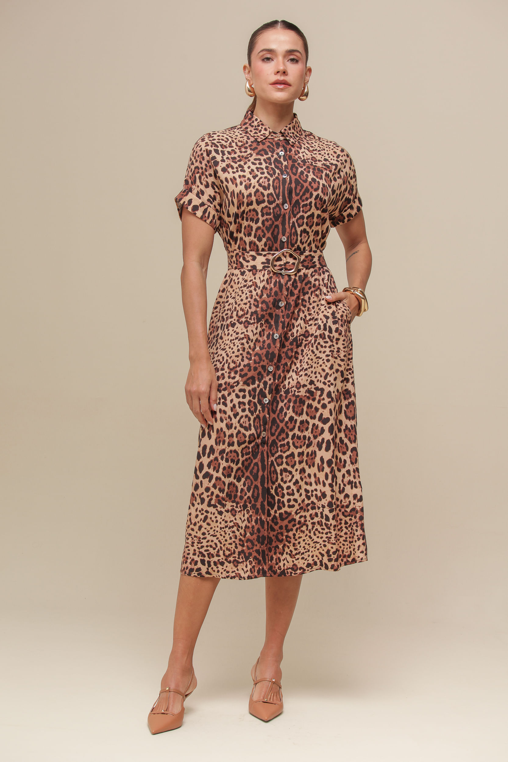 9036469 - Chemise Manga Curta Midi Animal Print  ONÇA