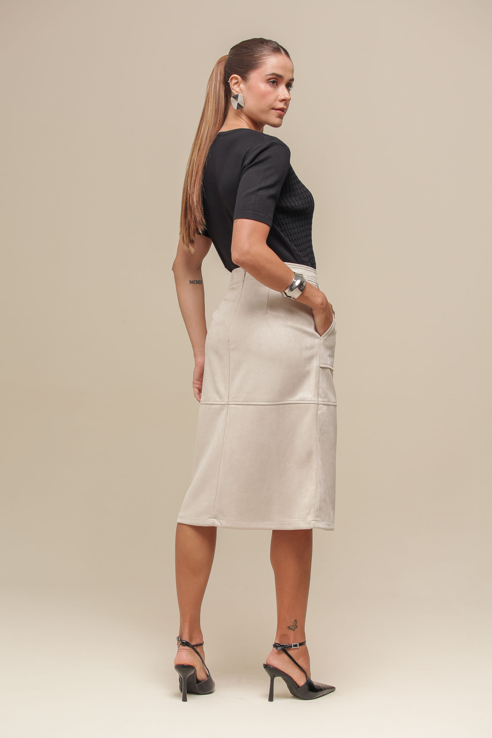 9036800 - Saia Midi Suede AREIA 9036800 - Saia Midi Suede AREIA