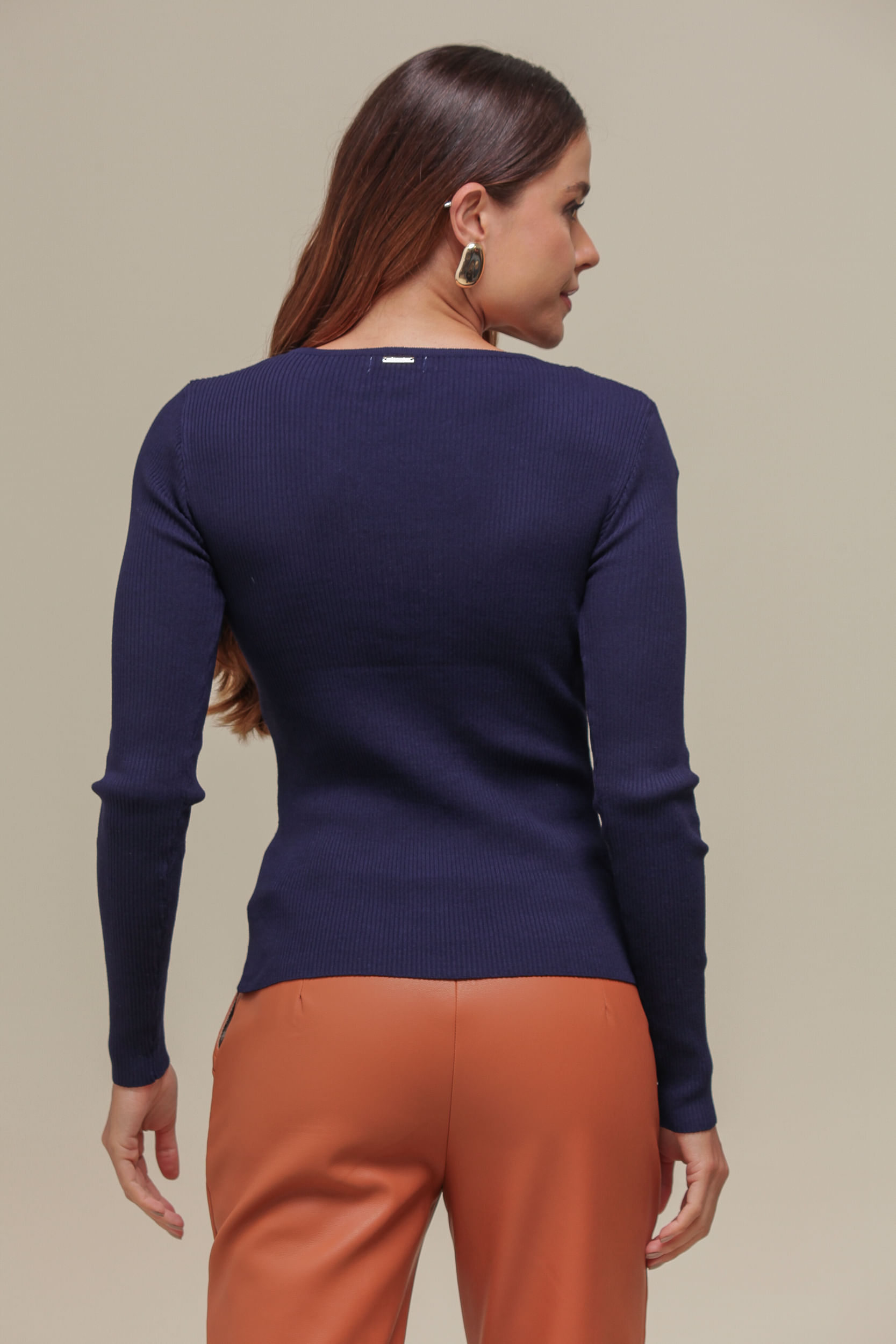 9036419 - Blusa Tricô ML Vista MARINHO 9036419 - Blusa Tricô ML Vista MARINHO