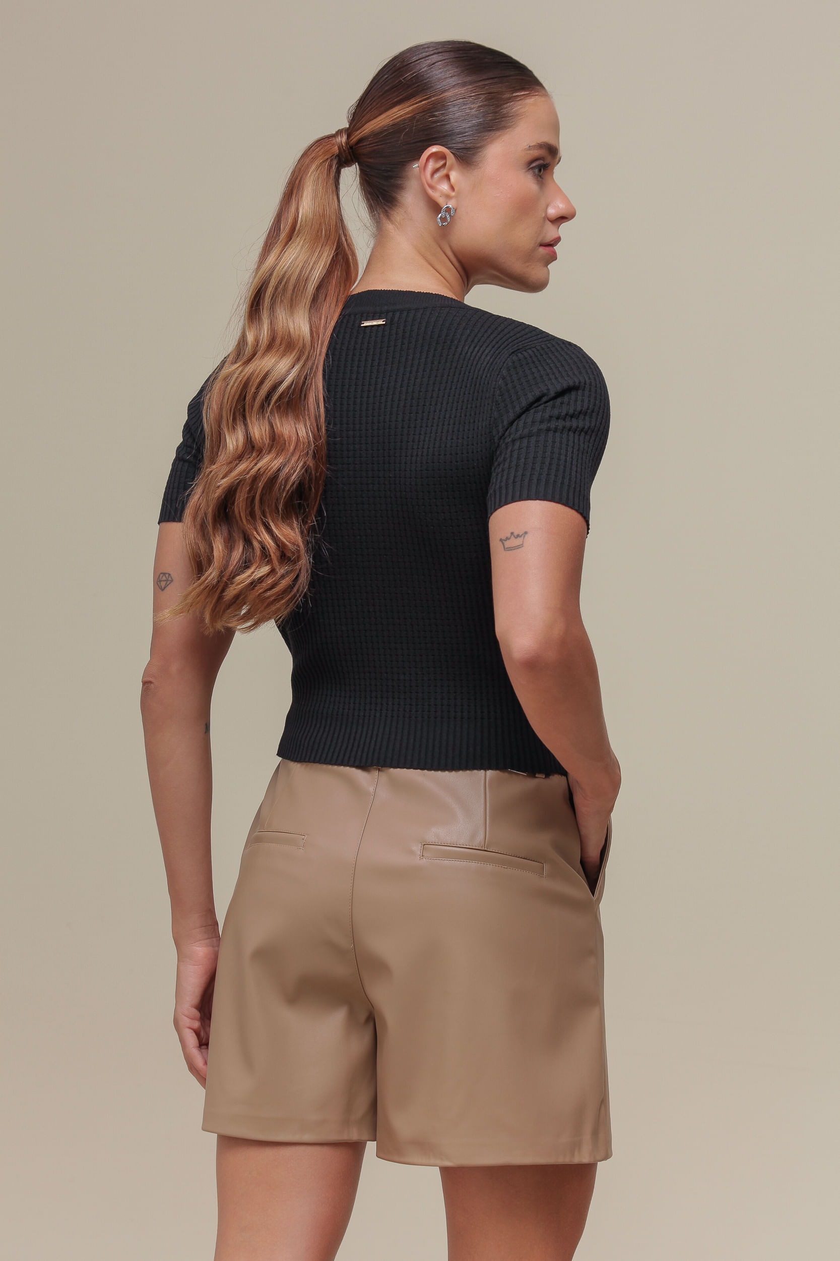 9036584 - Blusa Tricô Detalhe Pedras PRETO 9036584 - Blusa Tricô Detalhe Pedras PRETO