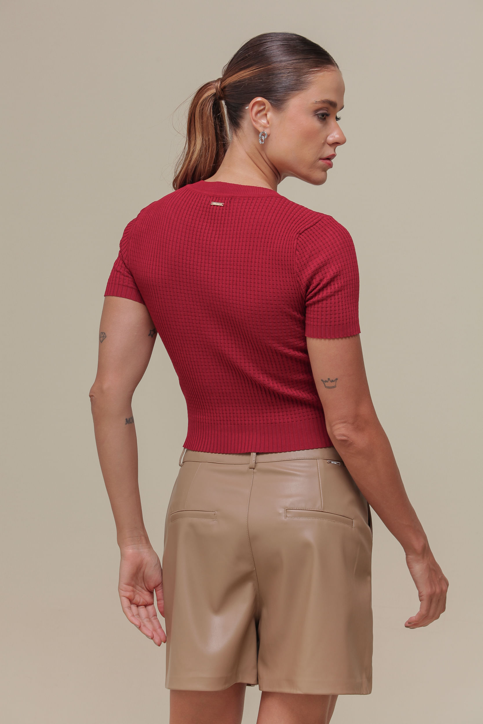 9036584 - Blusa Tricô Detalhe Pedras CEREJA 9036584 - Blusa Tricô Detalhe Pedras CEREJA