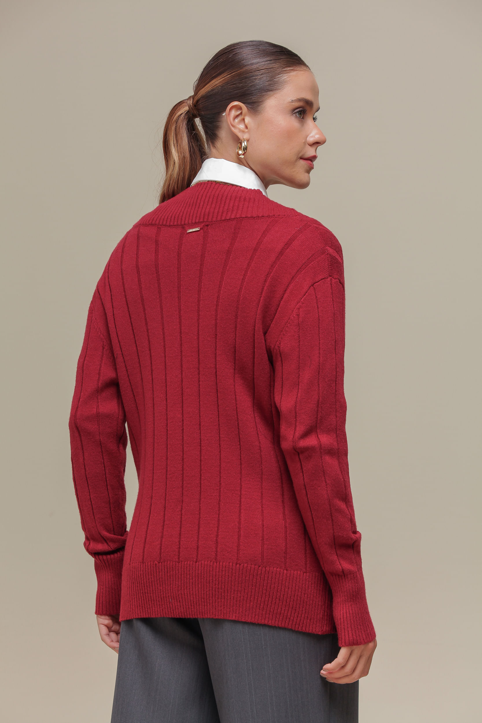 9036583 - Cardigan Listrado Tricô CEREJA 9036583 - Cardigan Listrado Tricô CEREJA