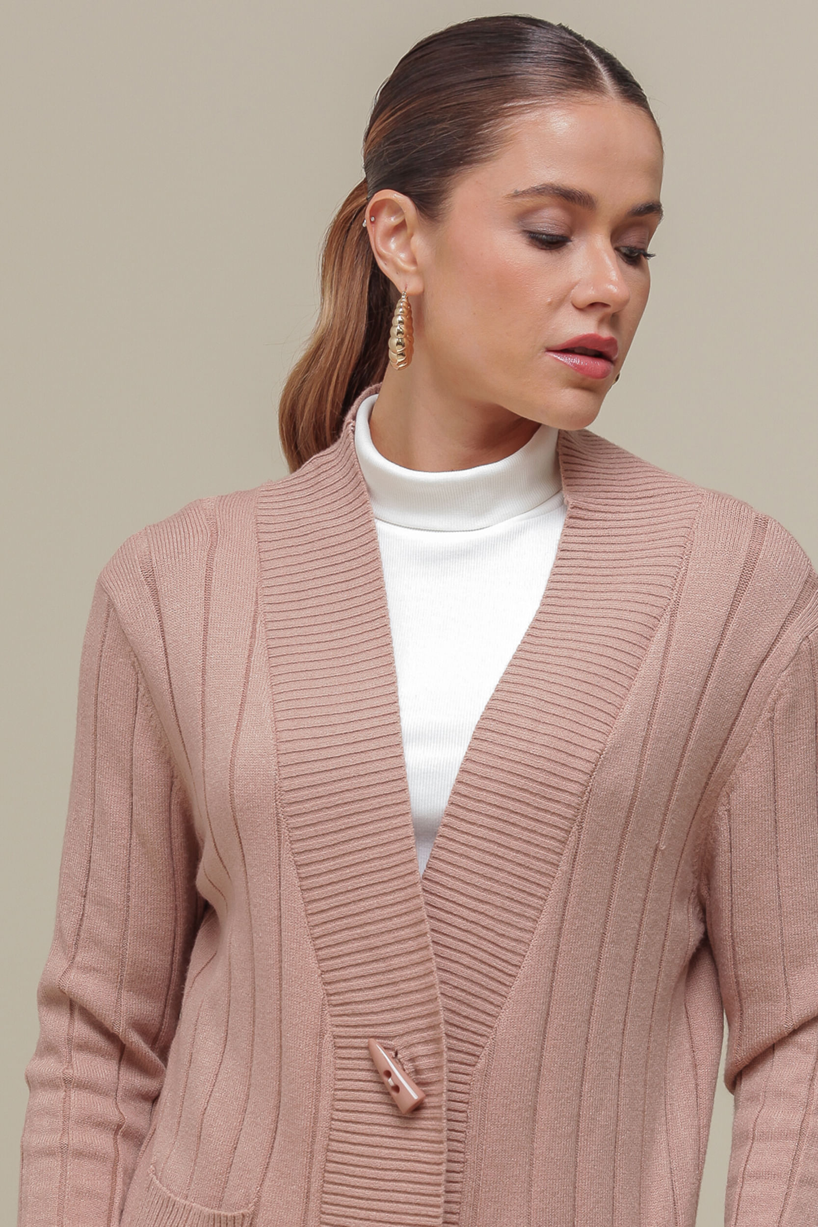 9036583 - Cardigan Listrado Tricô BEGE 9036583 - Cardigan Listrado Tricô BEGE