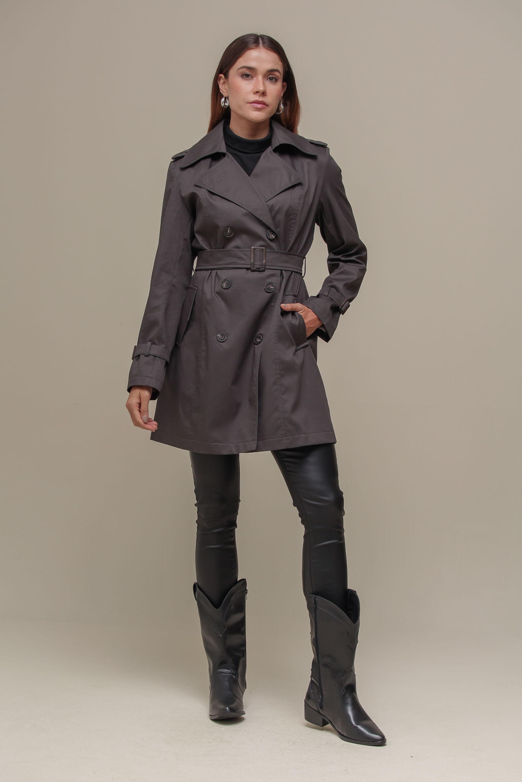 9036628 - Trench Coat Alongado CINZA 9036628 - Trench Coat Alongado CINZA