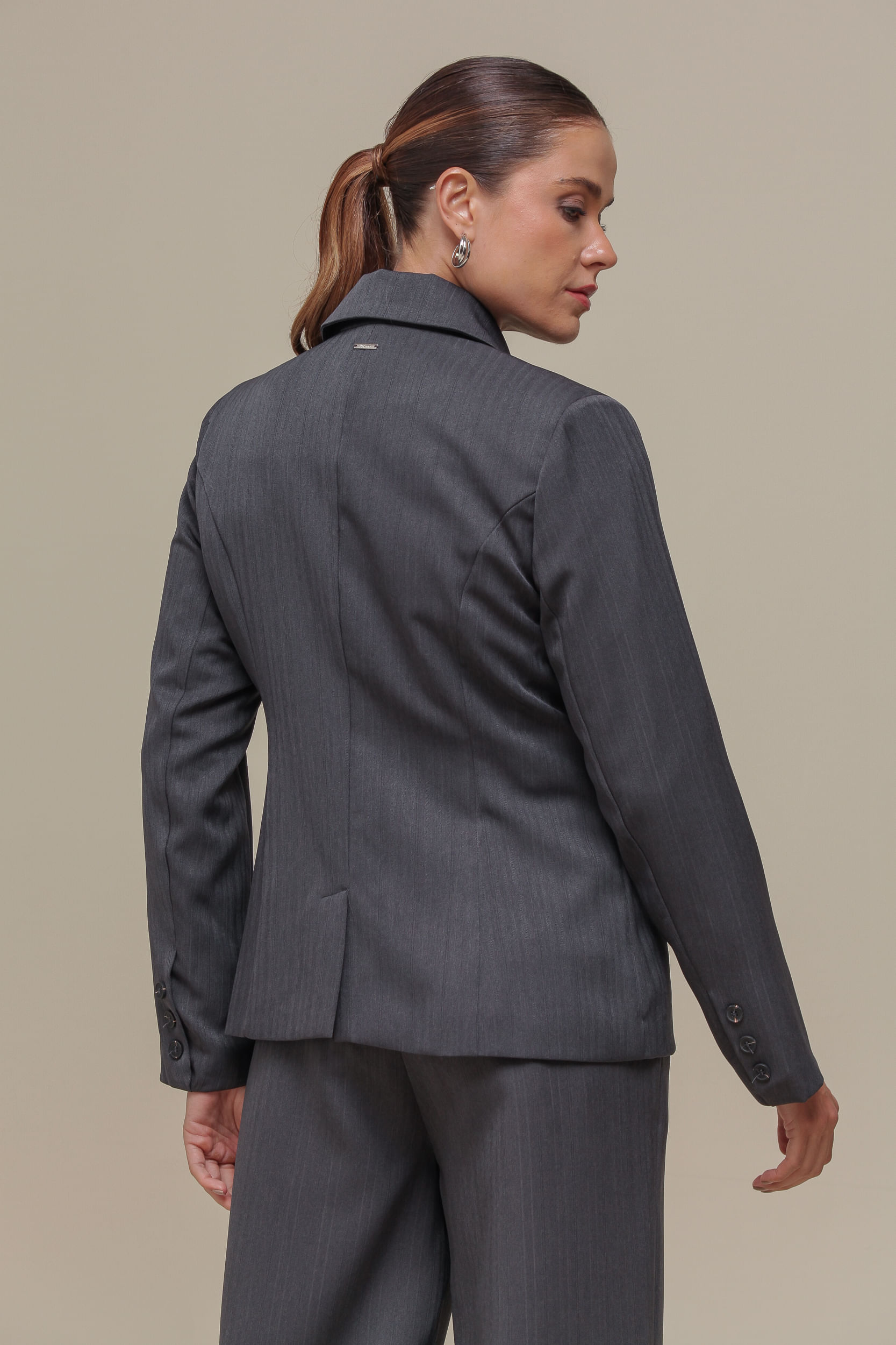 9036795 - Blazer em alfaiataria Rica de Giz CINZA 9036795 - Blazer em alfaiataria Rica de Giz CINZA