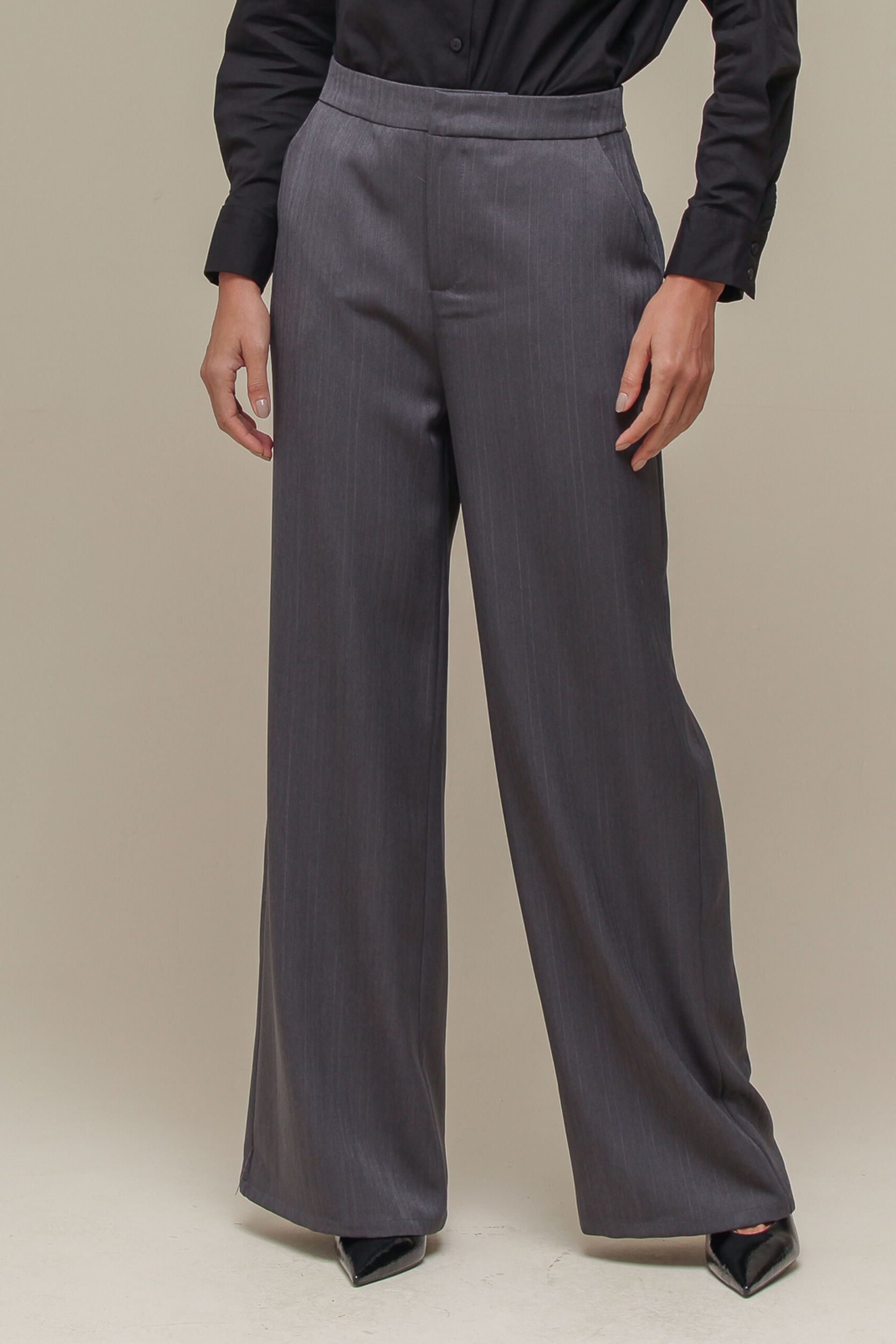 9036794 - Calça Pantalona Alfaiataria CINZA