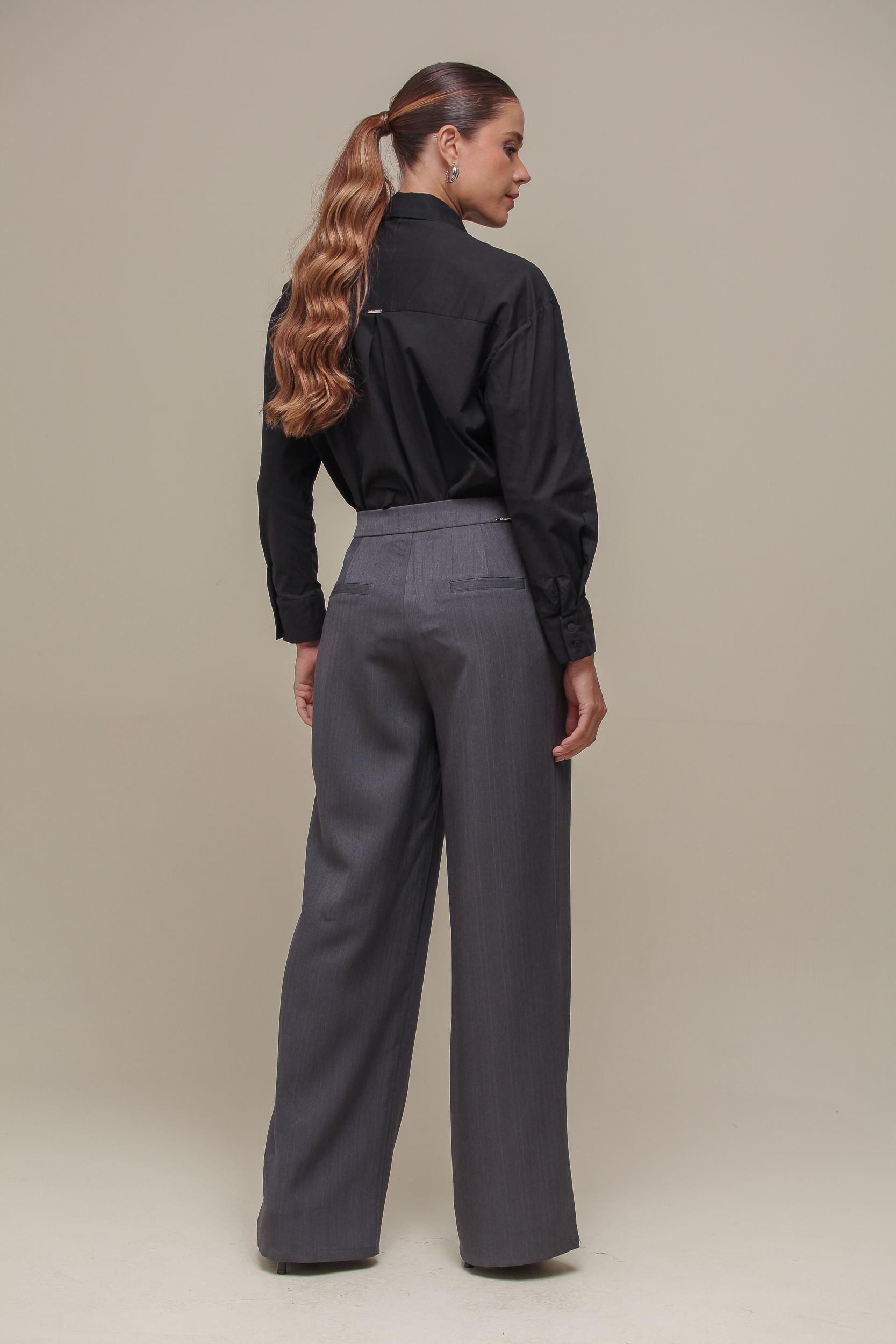 9036794 - Calça Pantalona Alfaiataria CINZA