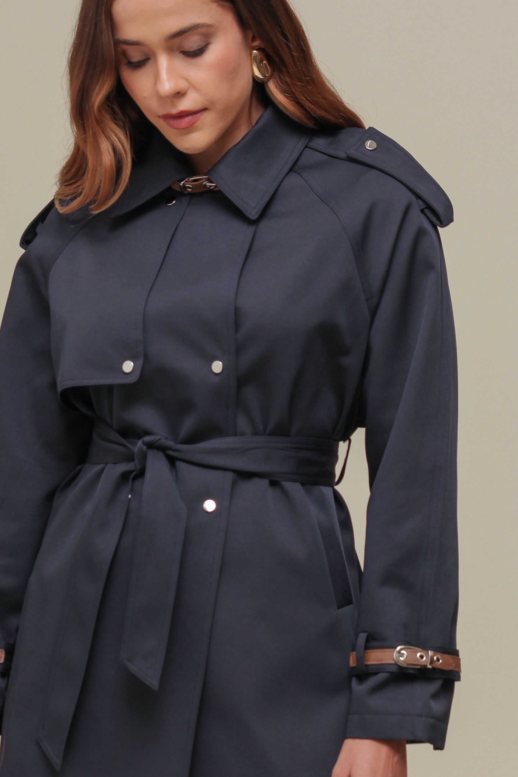 9036629 - Trench Coat Alongado Detalhes cinto MARINHO 9036629 - Trench Coat Alongado Detalhes cinto MARINHO