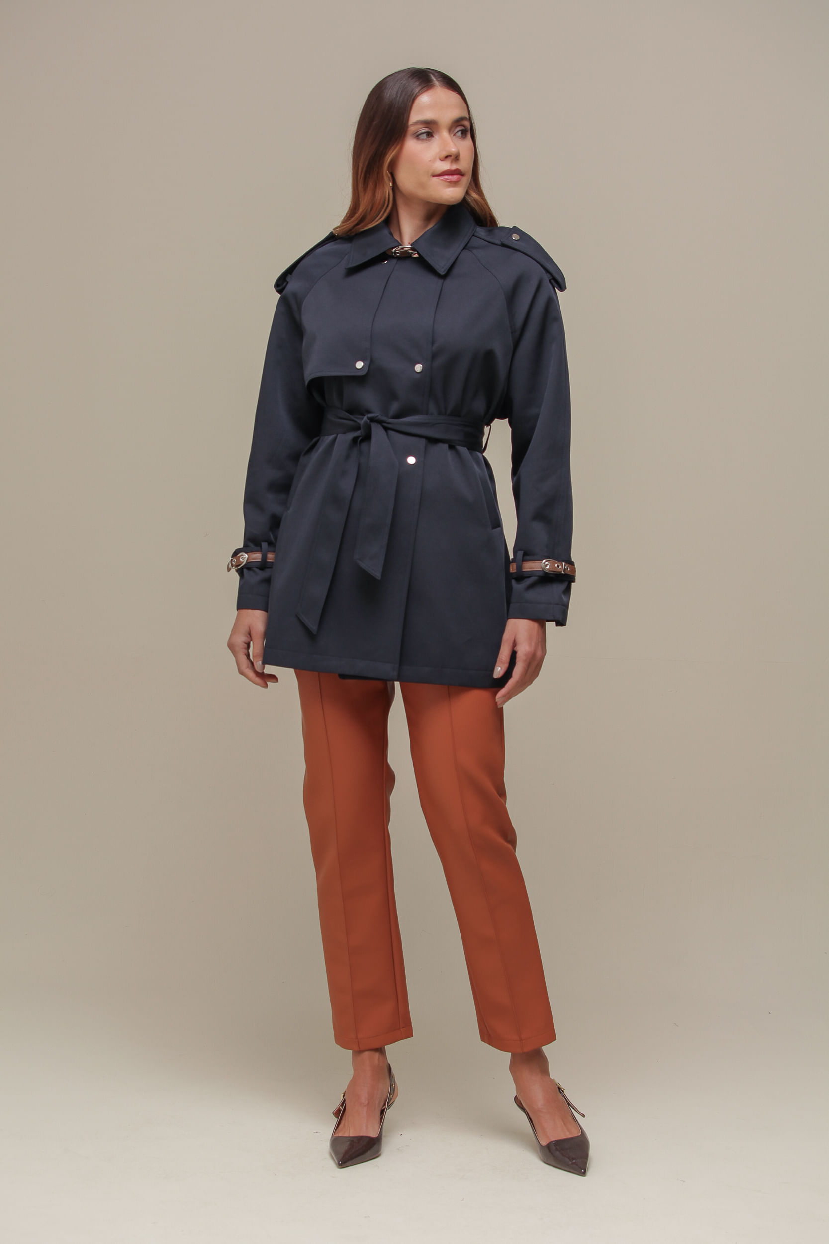 9036629 - Trench Coat Alongado Detalhes cinto MARINHO 9036629 - Trench Coat Alongado Detalhes cinto MARINHO