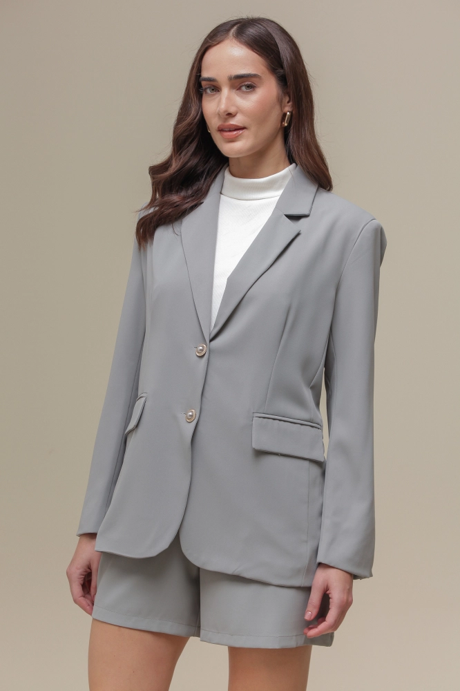 9036370 - Blazer Alfaiataria Alongado CINZA