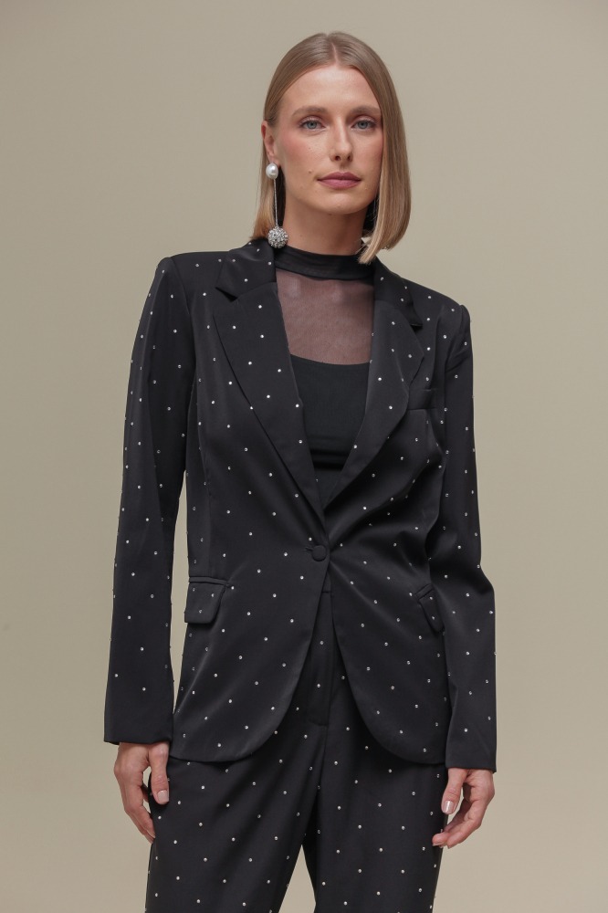 9036327 - Blazer Alfaiataria com Brilhos PRETO 9036327 - Blazer Alfaiataria com Brilhos PRETO