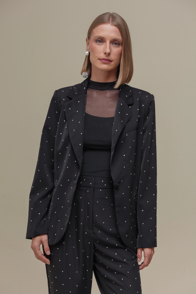 9036327 - Blazer Alfaiataria com Brilhos PRETO