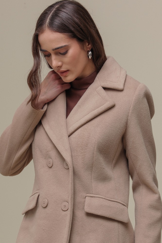 9036635 - Blazer Alongado em Lã Sintética BEGE 9036635 - Blazer Alongado em Lã Sintética BEGE