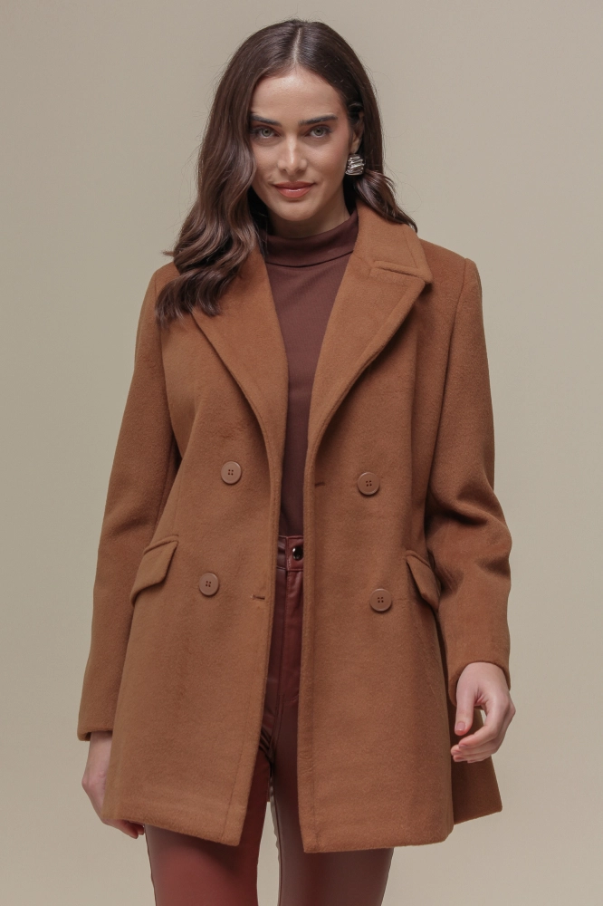 9036635 - Blazer Alongado em Lã Sintética  MARROM