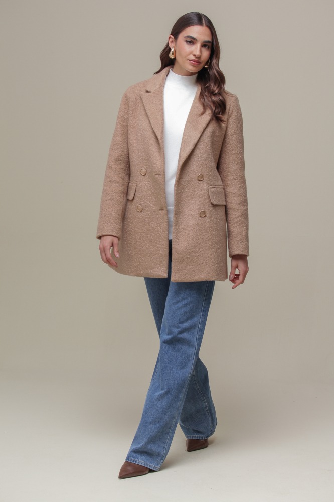 9036636 - Blazer Alongado Lapelas e Bolso BEGE