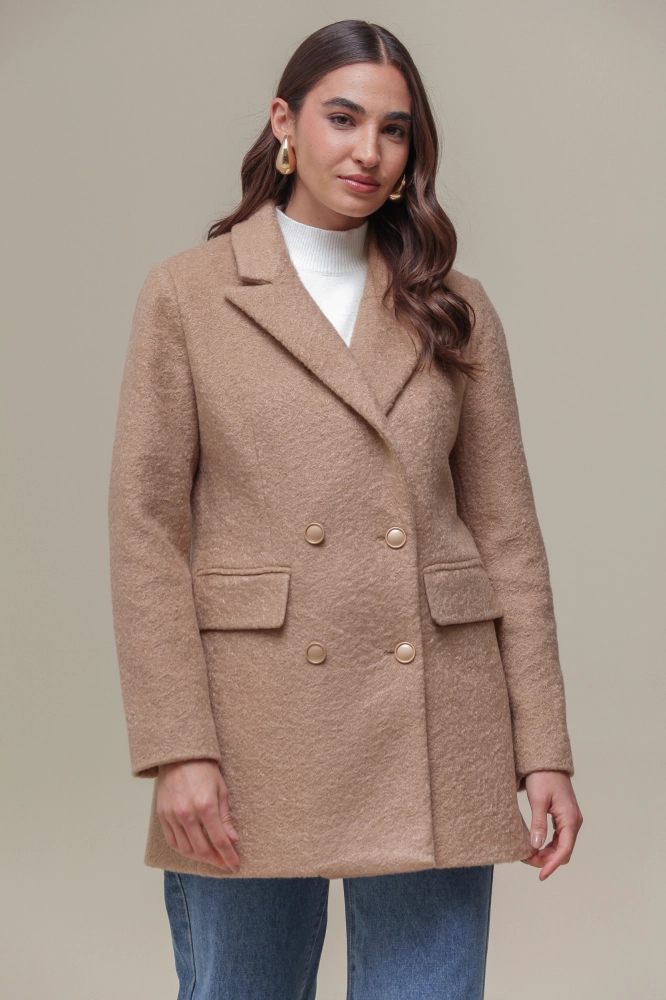 9036636 - Blazer Alongado Lapelas e Bolso BEGE