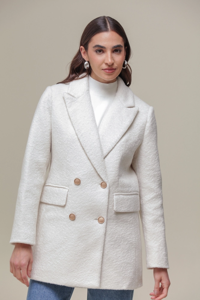9036636 - Blazer Alongado Lapelas e Bolso OFF-WHITE