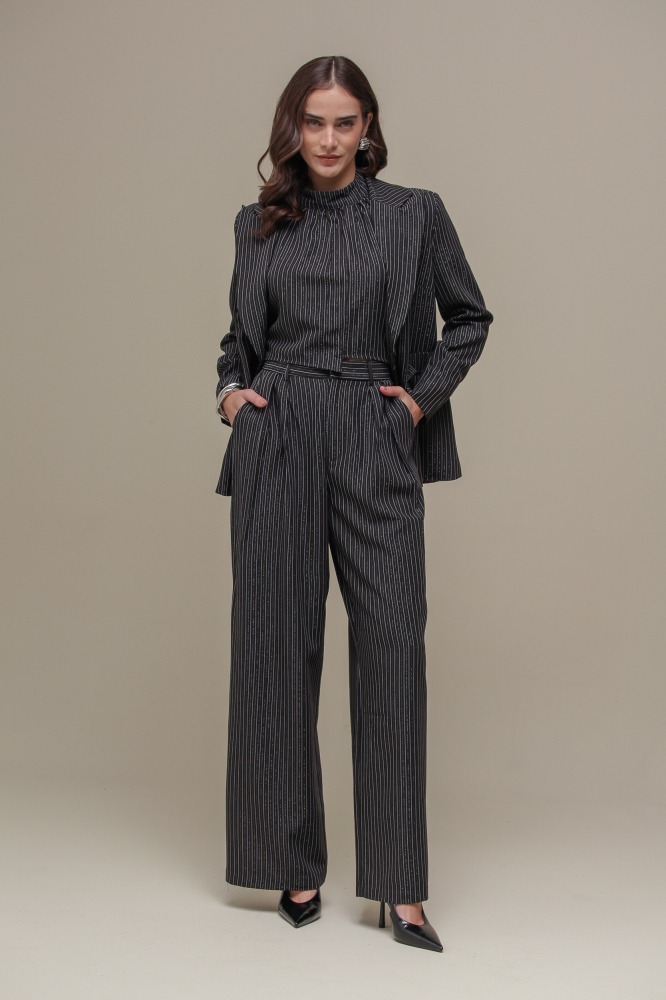 9036403 - Blazer Risca de Giz Lurex PRETO 9036403 - Blazer Risca de Giz Lurex PRETO
