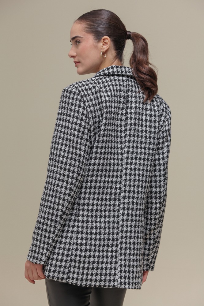 9036622 - Blazer Tweed Pied-de-Poule  PRETO