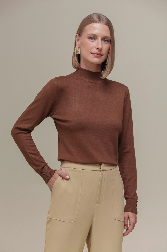 Blusa Cacharrel Tricô  MARROM