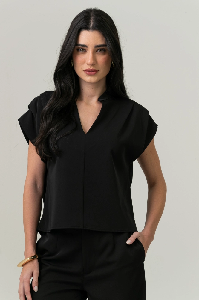 9038547 - Blusa Com Detalhe No Ombro PRETO 9038547 - Blusa Com Detalhe No Ombro PRETO - Imagem 1