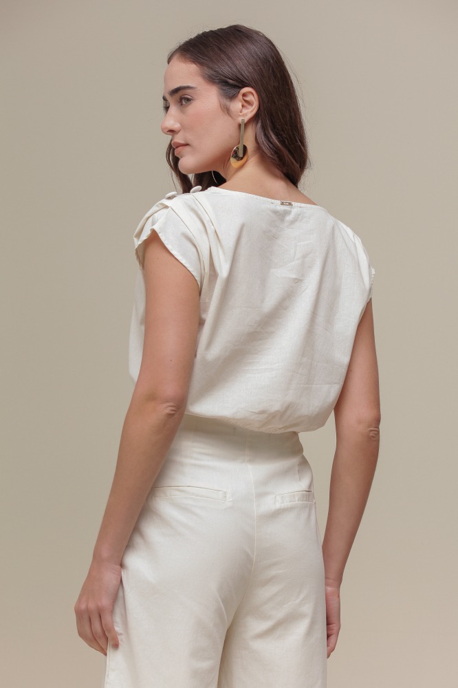 9036060 - Blusa Cropped Botões Ombro NATURAL 9036060 - Blusa Cropped Botões Ombro NATURAL