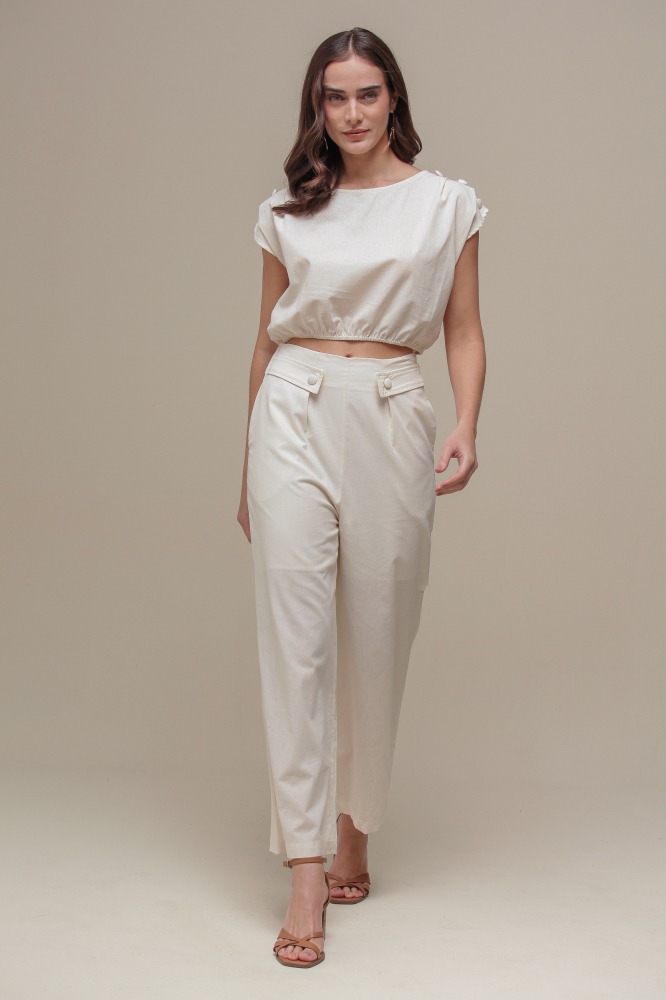9036060 - Blusa Cropped Botões Ombro NATURAL 9036060 - Blusa Cropped Botões Ombro NATURAL