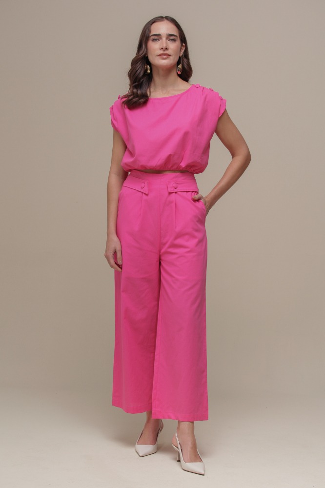 9036060 - Blusa Cropped Botões Ombro ROSA 9036060 - Blusa Cropped Botões Ombro ROSA