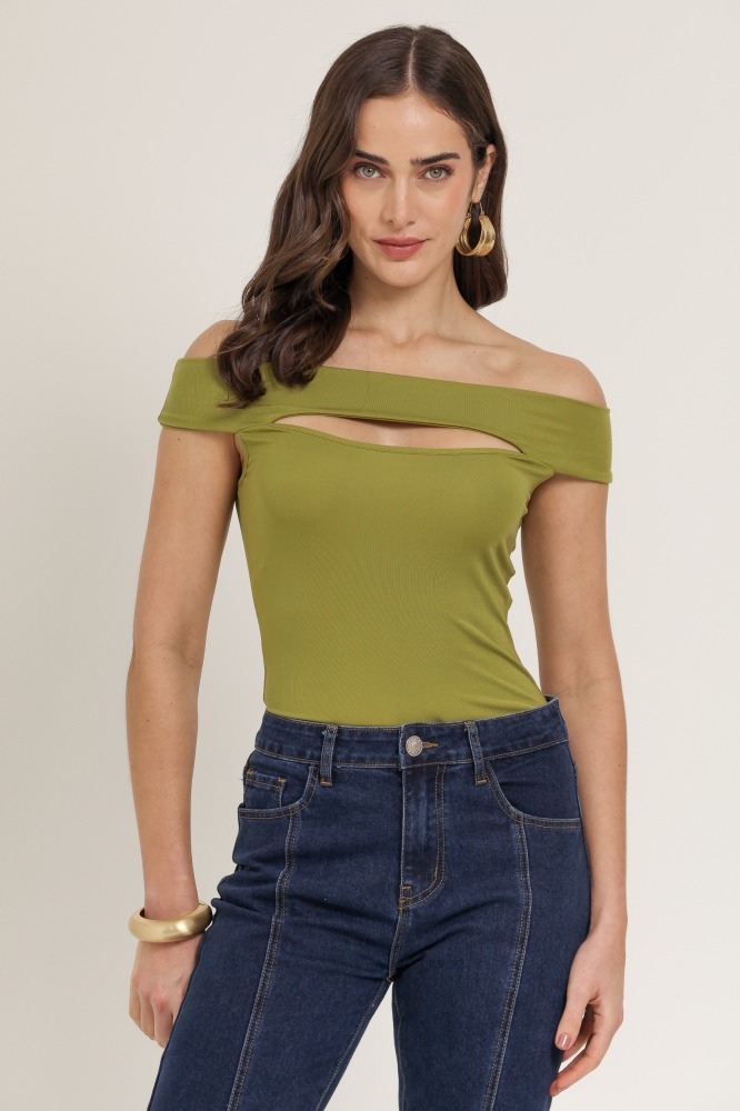 9036954 - Blusa De Malha Ombro A Ombro VERDE 9036954 - Blusa De Malha Ombro A Ombro VERDE