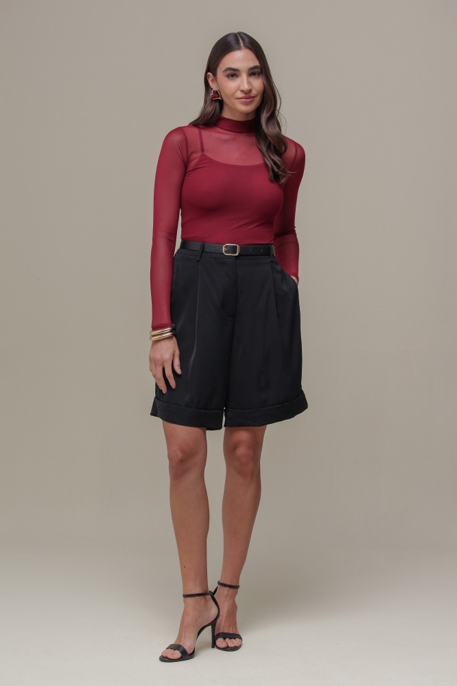 9036587 - Blusa de Tule Gola Alta VINHO 9036587 - Blusa de Tule Gola Alta VINHO