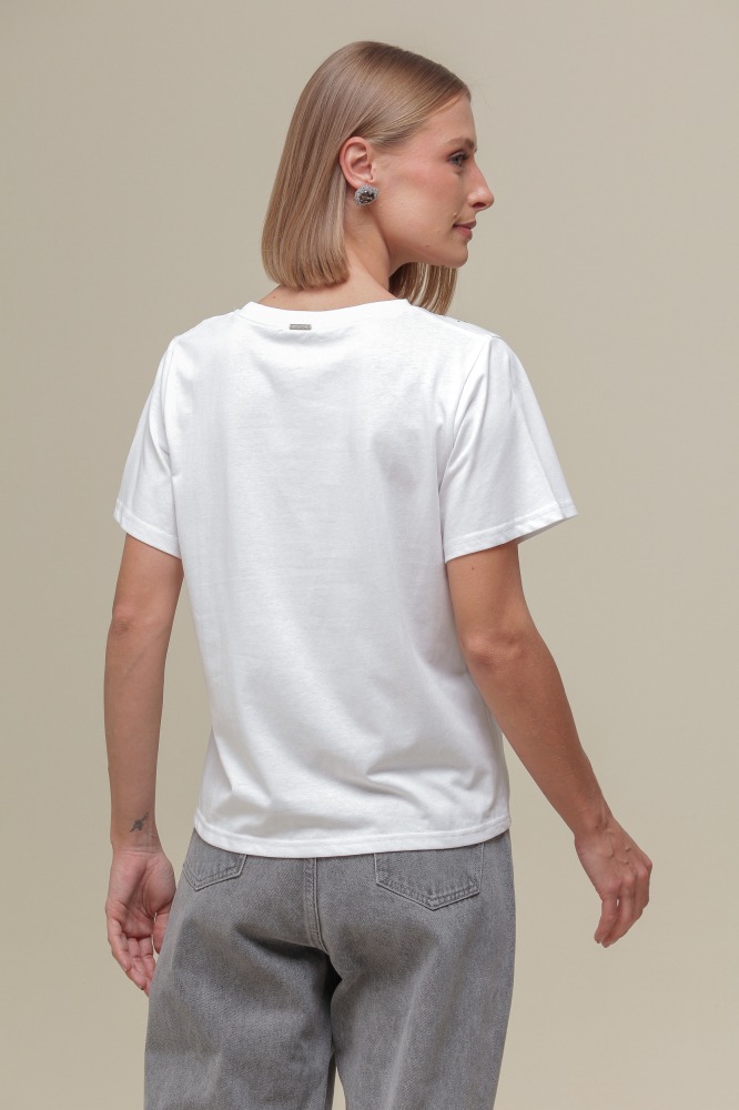 9036721 - Blusa Malha Manga Curta com Strass OFF-WHITE 9036721 - Blusa Malha Manga Curta com Strass OFF-WHITE