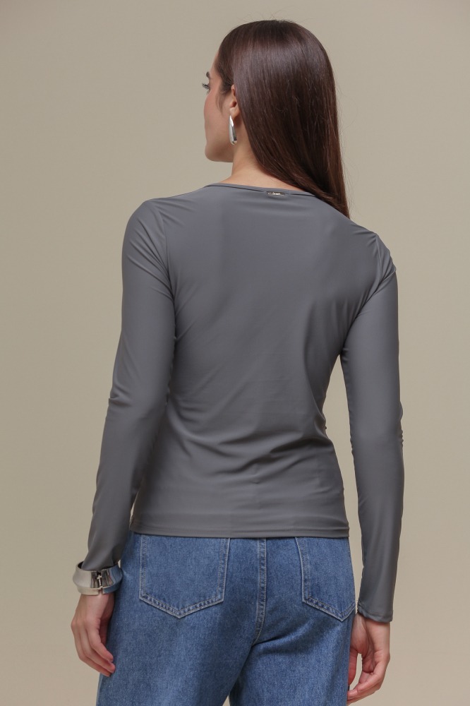 9036718 - Blusa Manga Longa Detalhe Torcido Frente CINZA 9036718 - Blusa Manga Longa Detalhe Torcido Frente CINZA