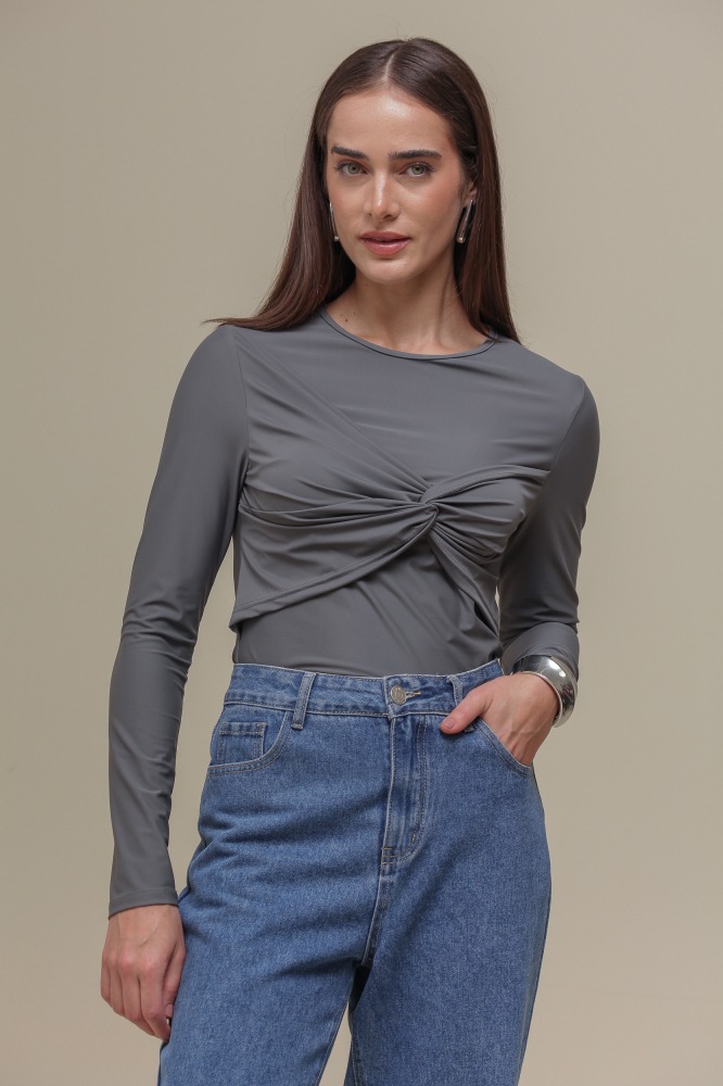 9036718 - Blusa Manga Longa Detalhe Torcido Frente CINZA 9036718 - Blusa Manga Longa Detalhe Torcido Frente CINZA
