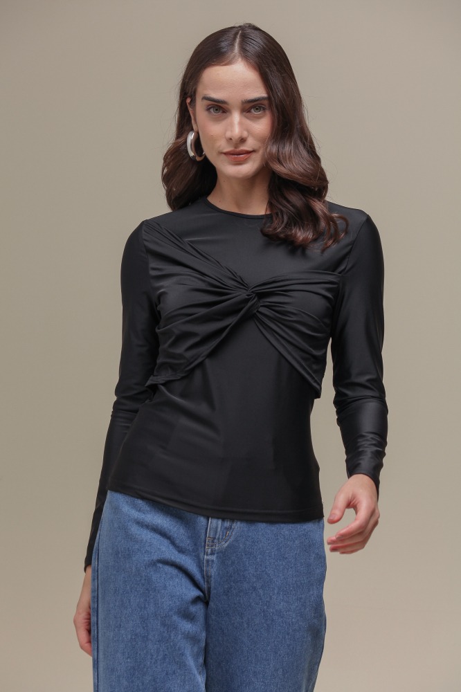9036718 - Blusa Manga Longa Detalhe Torcido Frente PRETO 9036718 - Blusa Manga Longa Detalhe Torcido Frente PRETO