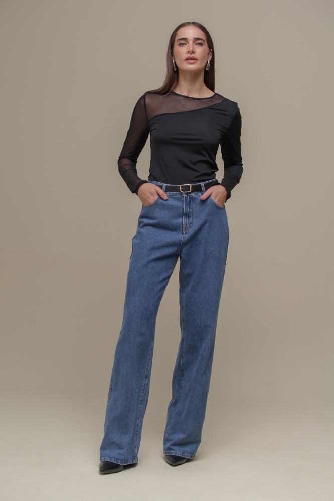 9036723 - Blusa Manga Longa Tule PRETO 9036723 - Blusa Manga Longa Tule PRETO