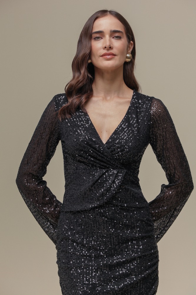 9036759 - Blusa Paetê Manga Longa PRETO 9036759 - Blusa Paetê Manga Longa PRETO