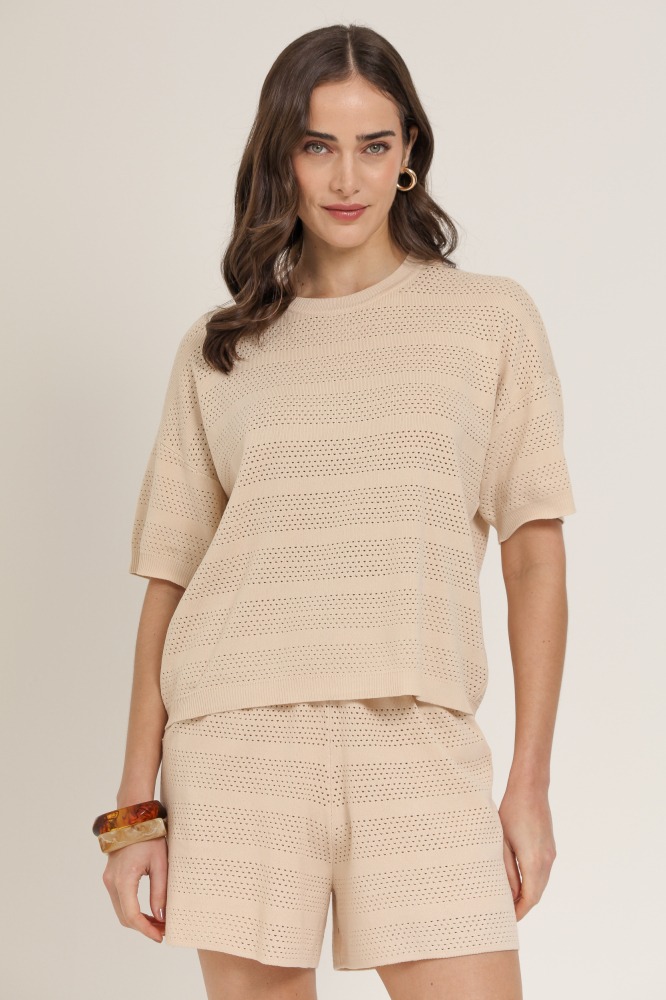 9037230 - Blusa Tricô BEGE