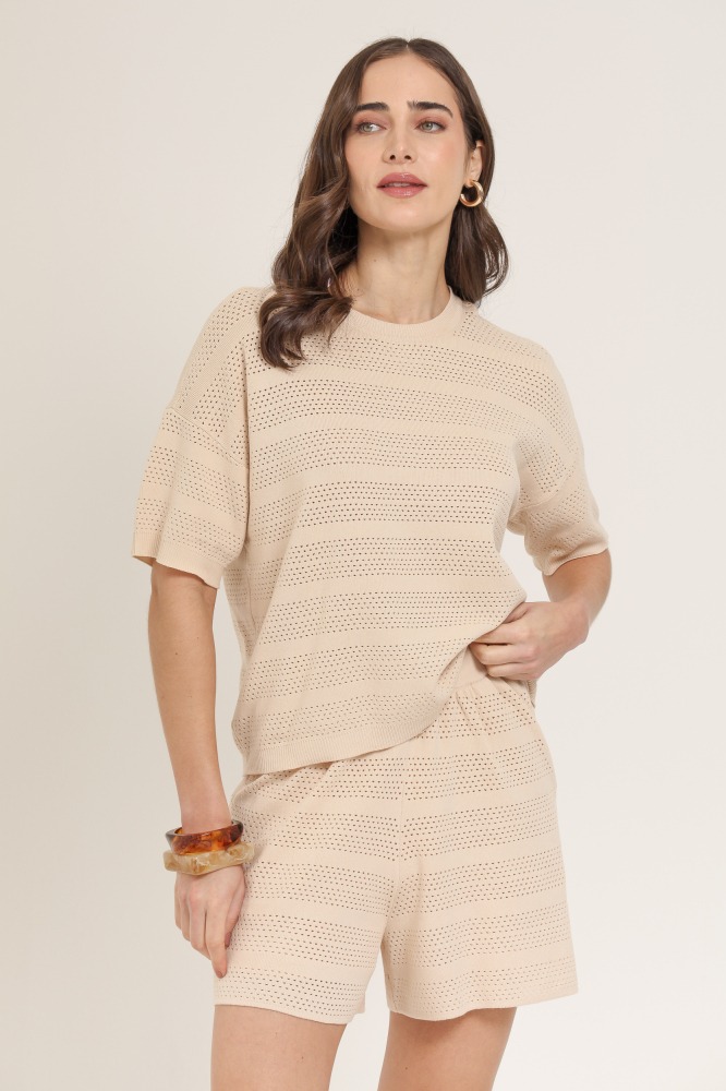 9037230 - Blusa Tricô BEGE