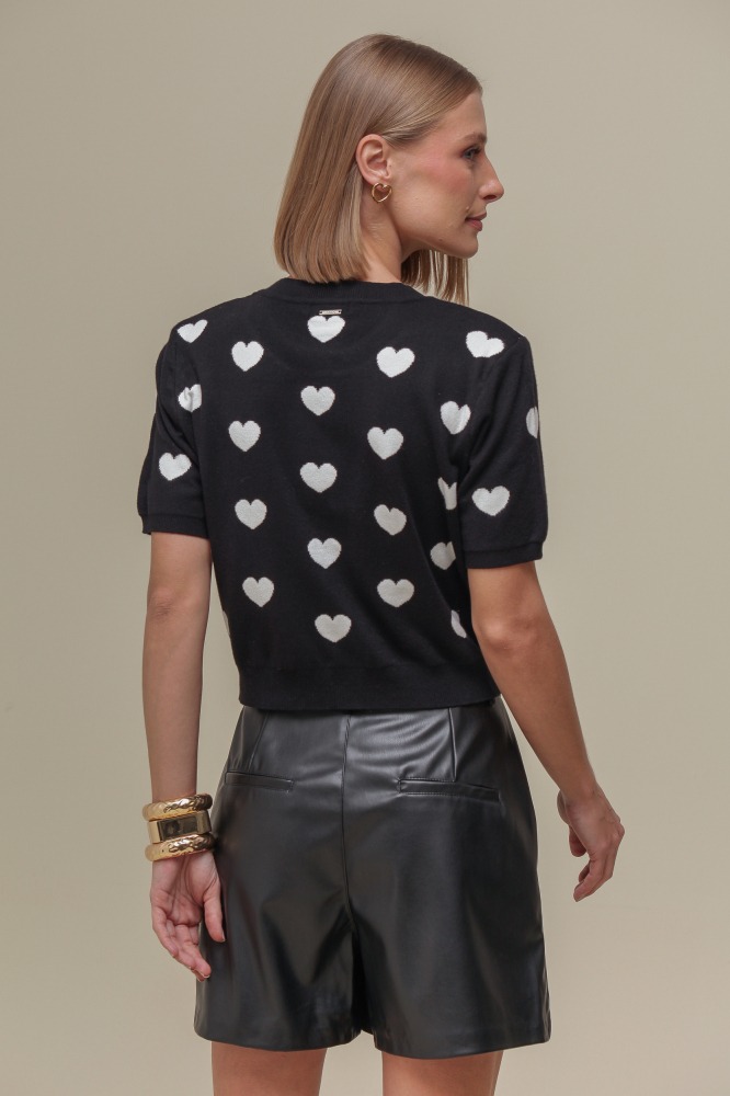 9036653 - Blusa Tricô Corações PRETO 9036653 - Blusa Tricô Corações PRETO