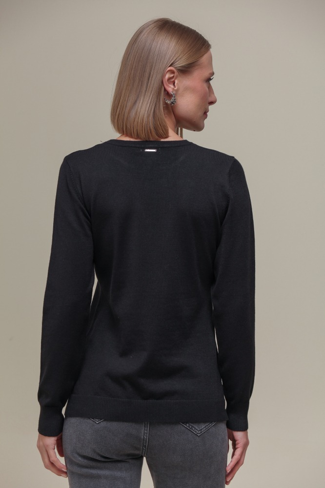 Blusa Tricô Decote Redondo PRETO Blusa Tricô Decote Redondo PRETO