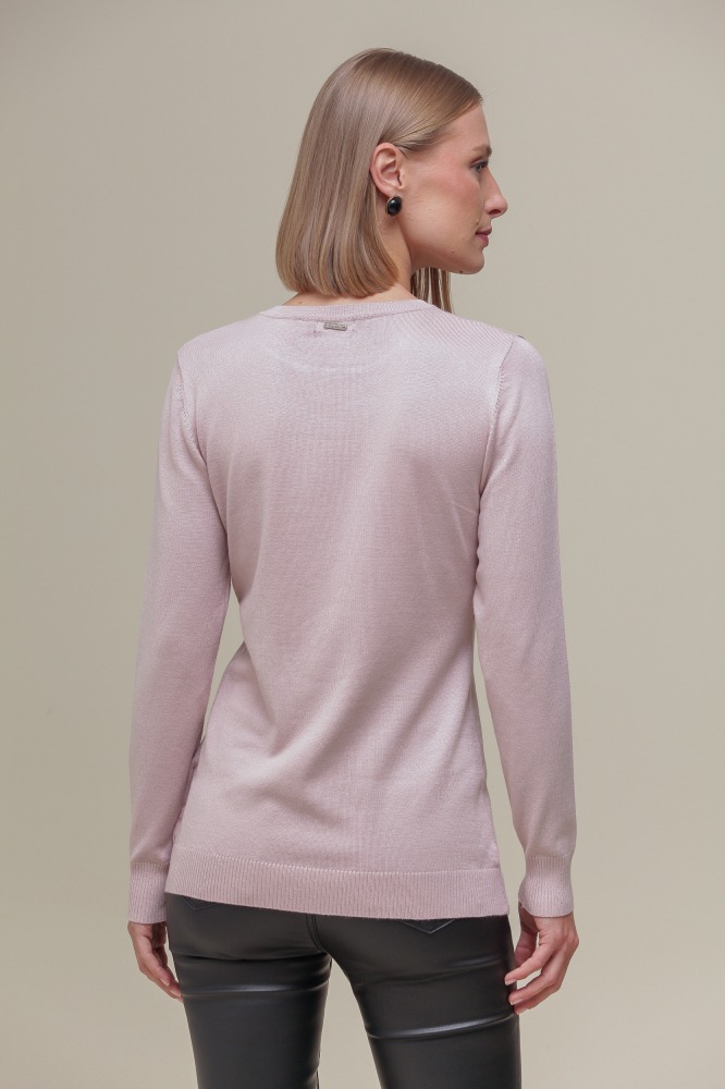 Blusa Tricô Decote Redondo  ROSÊ