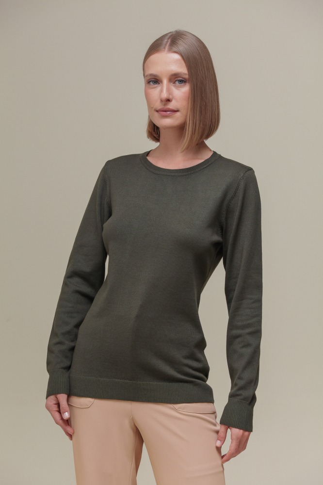 Blusa Tricô Decote Redondo  VERDE 