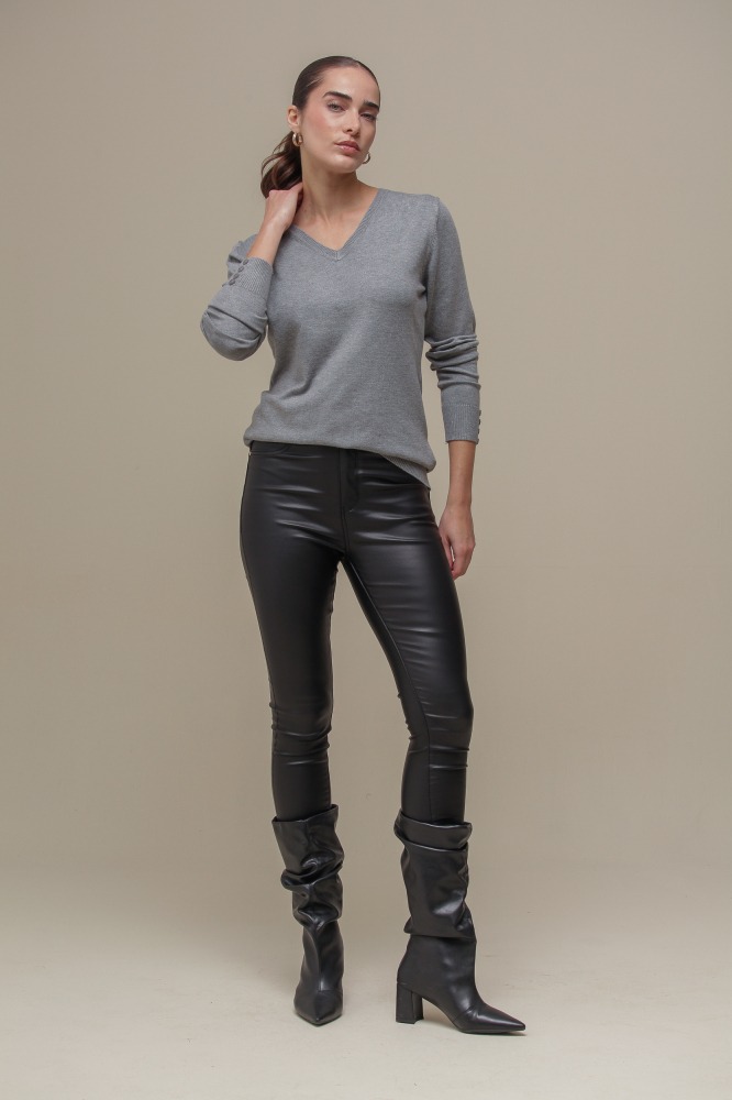 9037079 - Blusa Tricô Decote V MESCLA 9037079 - Blusa Tricô Decote V MESCLA