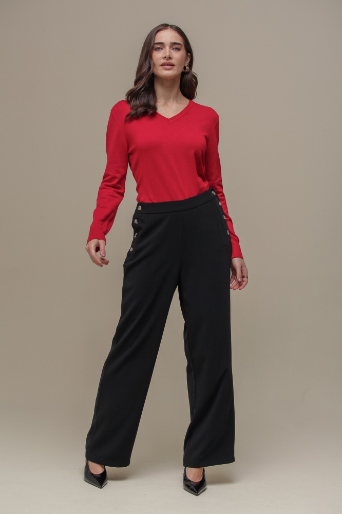 9037079 - Blusa Tricô Decote V VERMELHO 9037079 - Blusa Tricô Decote V VERMELHO